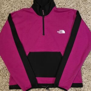 The North Face Woman's Magenta and Black Zip-Up Sweatshirt